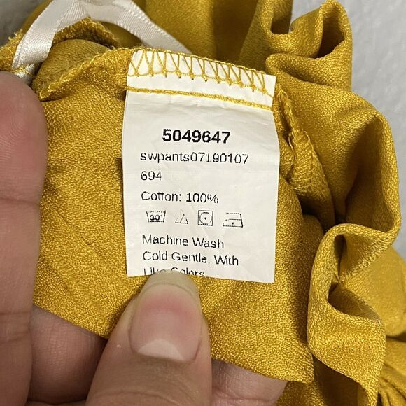 Shein Mustard Yellow Paperbag Waist Bow Detail Culotte Pants Size Medium - Picture 8 of 8